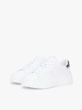 Alb Snow Leopard Heel Sneakers Cu Platforma Din Piele   Femei