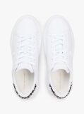 Alb Snow Leopard Heel Sneakers Cu Platforma Din Piele   Femei