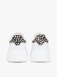 Alb Snow Leopard Heel Sneakers Cu Platforma Din Piele   Femei
