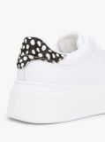 Alb Snow Leopard Heel Sneakers Cu Platforma Din Piele   Femei