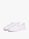 White Low Profile Canvas Lace-Up Trainers  Women
