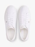 White Low Profile Canvas Lace-Up Trainers  Women