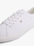 White Low Profile Canvas Lace-Up Trainers  Women