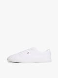 White Low Profile Canvas Lace-Up Trainers  Women