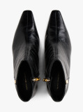 Black Croco-Print Kitten Heel Boots With Leather  Women