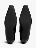 Black Croco-Print Kitten Heel Boots With Leather  Women