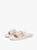 Beige Braided Pool Slides  Women