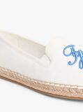White Logo Embroidery Canvas Espadrilles  Women