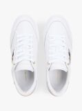 White Leather Webbing Strap Cupsole Trainers  Women