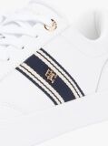 White Leather Webbing Strap Cupsole Trainers  Women