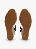 Negru Satin Espadrile Cu Talpa Inalta Si Monogram TH  Femei