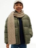 Beige Kids' Cable Knit Flag Embroidery Scarf  Kids Unisex