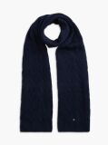 Blue Kids' Cable Knit Flag Embroidery Scarf  Kids Unisex