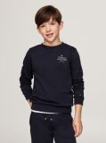 Blue Hanorac Cu Guler Rotund Si Logo Hilfiger  Baieti