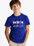 Blue Tricou Cu Guler Rotund Si Steag Grafic  Baieti