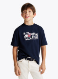 Blue Tricou Cu Slogan Steag  Baieti