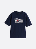 Blue Tricou Cu Slogan Steag  Baieti