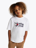 Alb Tricou Cu Slogan Steag  Baieti