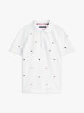 Alb Tricou Polo Cu Steagul Hilfiger  Baieti