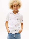Alb Tricou Polo Cu Steagul Hilfiger  Baieti
