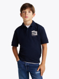 Blue Tricou Polo Regular Cu Slogan Pe Spate  Baieti