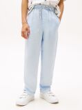 Blue Pantaloni Cu Snur Din Amestec De In  Baieti