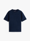 Blue Tricou Cu Guler Rotund Si Broderie Steag  Baieti