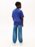 Blue Tricou Cu Guler Rotund Si Broderie Steag  Baieti