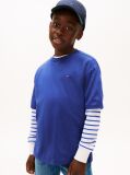 Blue Tricou Cu Guler Rotund Si Broderie Steag  Baieti