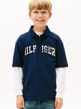Blue Tricou Polo Regular Fit Cu Mix Logo  Baieti