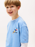 Blue Tricou Texturat Cu Grafica Pe Spate  Baieti