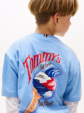 Blue Tricou Texturat Cu Grafica Pe Spate  Baieti