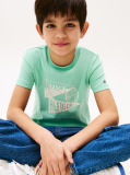 Verde Tricou Cu Maneca Scurta Si Print Grafic Texturat  Baieti