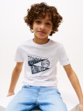 Alb Tricou Cu Maneca Scurta Si Print Grafic Texturat  Baieti