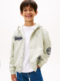 Green Varsity Mixed Graphic Snap-Button Hoody  Boys