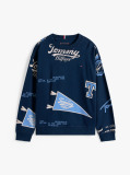 Blue Tricou Sweatshirt Cu Imprimare Logo Pe Toata Suprafata  Baieti