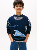 Blue Tricou Sweatshirt Cu Imprimare Logo Pe Toata Suprafata  Baieti