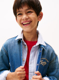 Blue Embroidery Faded Denim Shacket  Boys