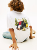 Alb Tricou Cu Guler Rotund Si Print Grafic Pe Spate  Baieti
