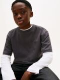 Negru Tricou Cu Imprimeu Decolorat Uzat  Baieti