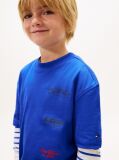 Blue Tricou Din Jersey Cu Imprimeu Multi Logo Pe Spate  Baieti