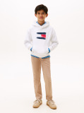 Alb Hanorac Cu Gluga Si Emblema Steag Hilfiger  Baieti
