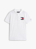White Tommy Flag Short Sleeve Polo  Boys