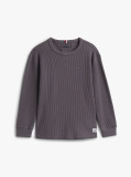 Gri Tricou Cu Maneca Lunga Din Tricotaj Waffle  Baieti