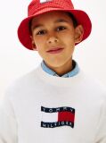 White Intarsia Wavy Flag Crew Neck Jumper  Boys