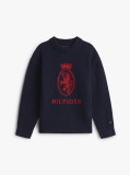 Blue Pulover Cu Guler Rotund Si Model Intarsia TH Crest  Baieti