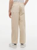 Bej Herringbone Pantaloni Twill Cu Picior Evazat Barrel  Baieti