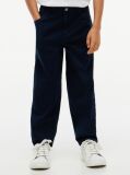 Blue Herringbone Pantaloni Twill Cu Picior Evazat Barrel  Baieti
