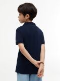Blue Tricou Polo Cu Croiala Normala Si Broderie Grafica  Baieti