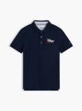 Blue Tricou Polo Cu Croiala Normala Si Broderie Grafica  Baieti